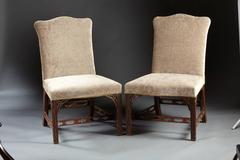 A Fine Set of Six English Chippendale Mahogany Carved Fretwork Backstools