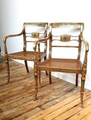 Pair of English Regency Painted Armchairs