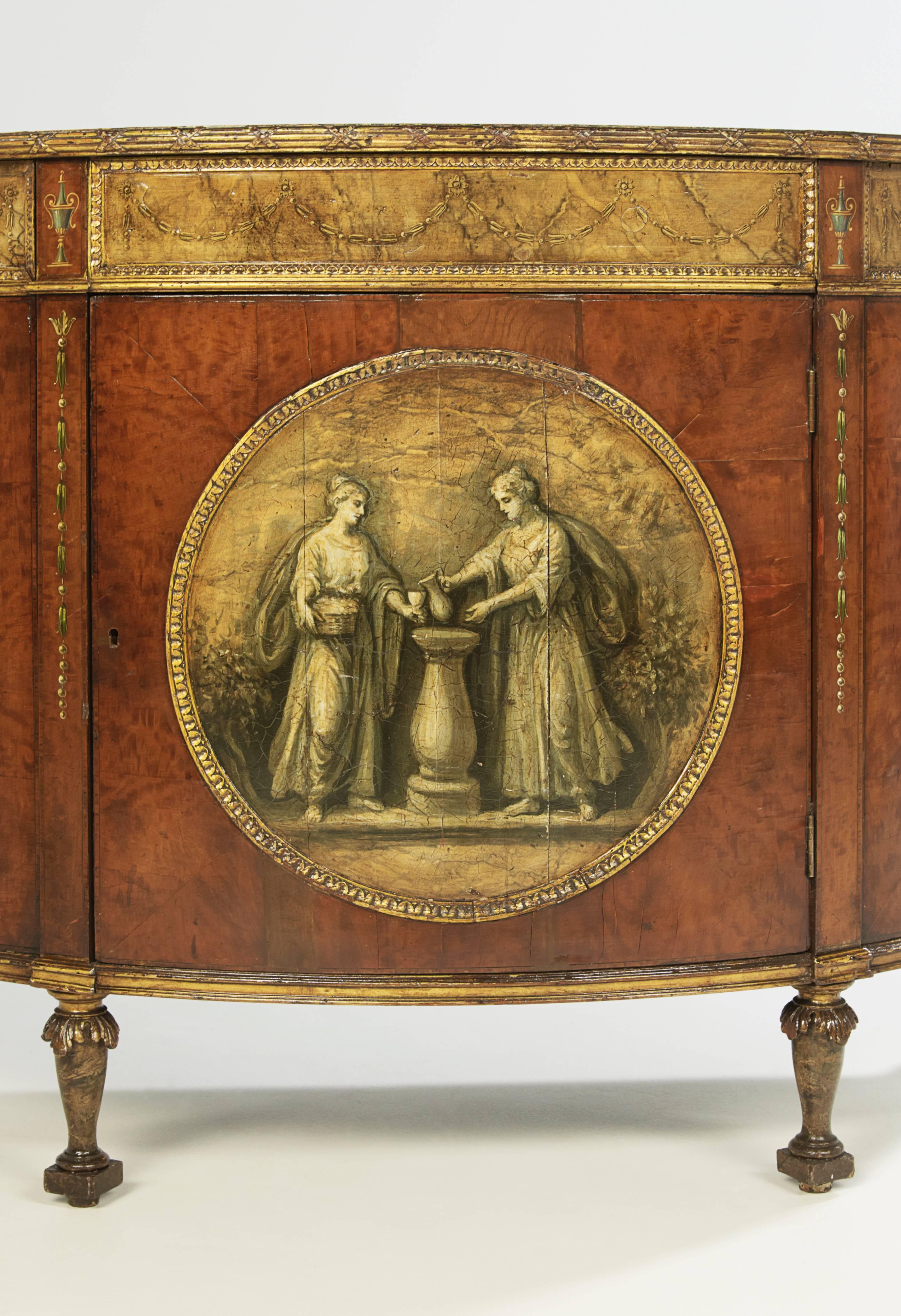 George III  Painted Demilune Commode For Sale