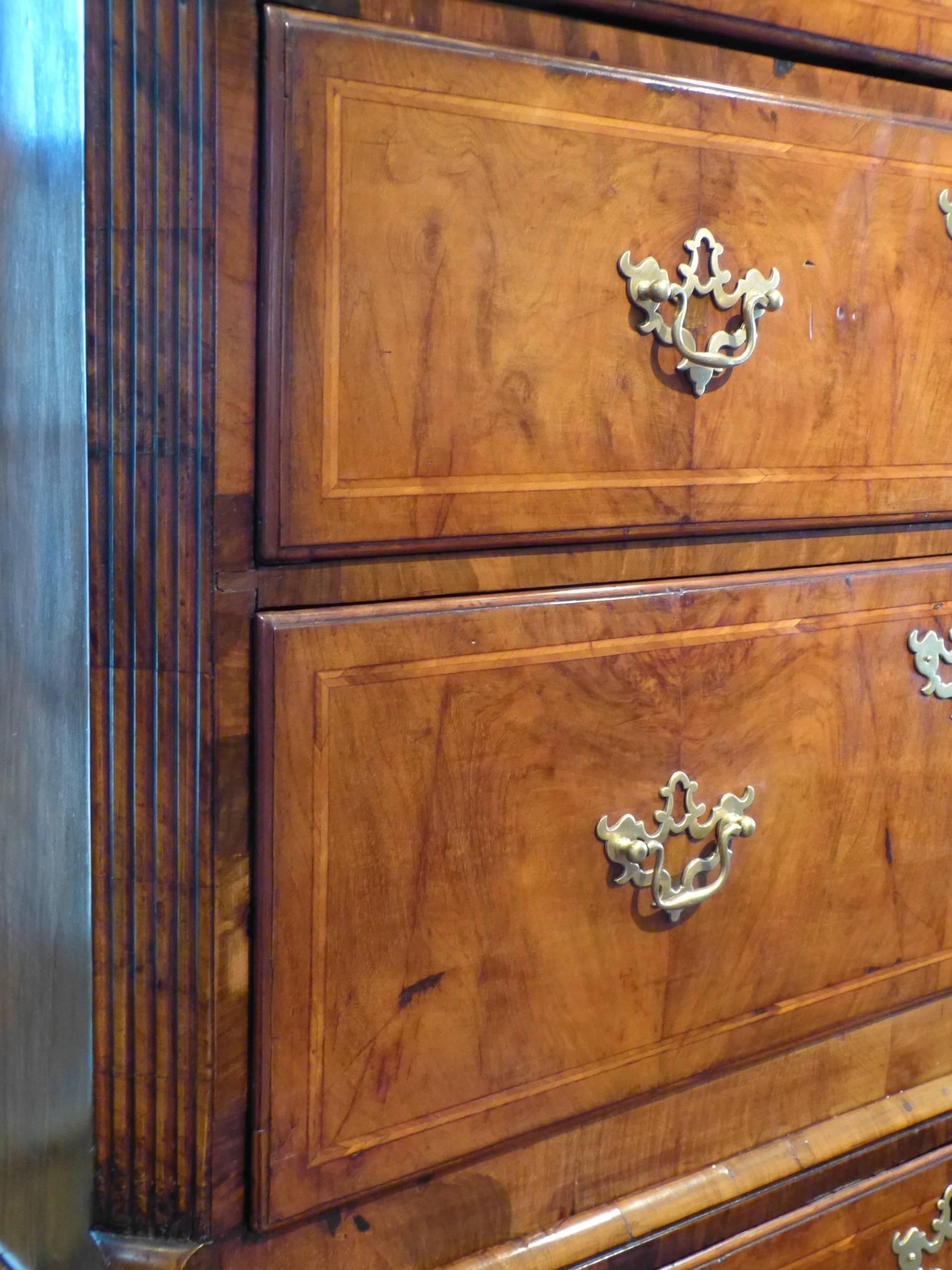 English George II Period Walnut Chest on Chest For Sale