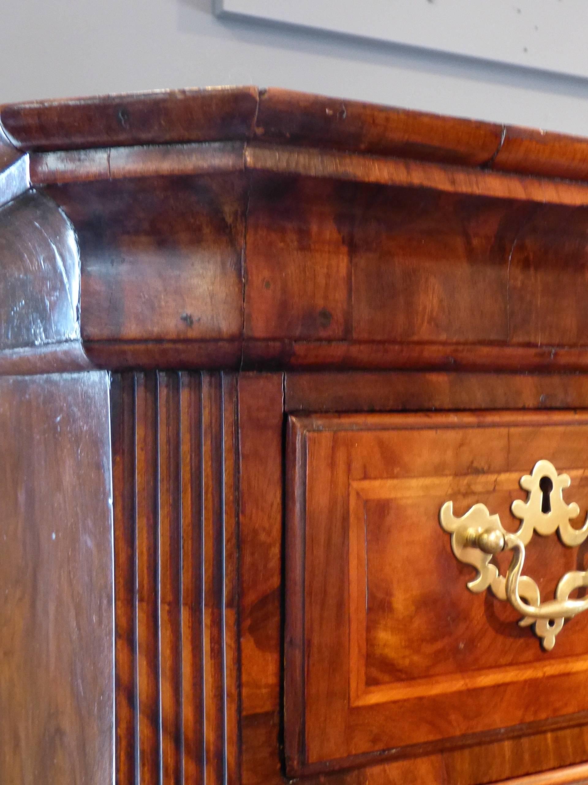 Inlay George II Period Walnut Chest on Chest For Sale