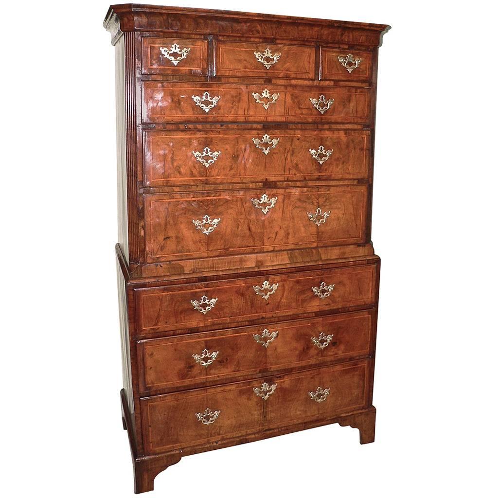 Mid-18th Century George II Period Walnut Chest on Chest For Sale