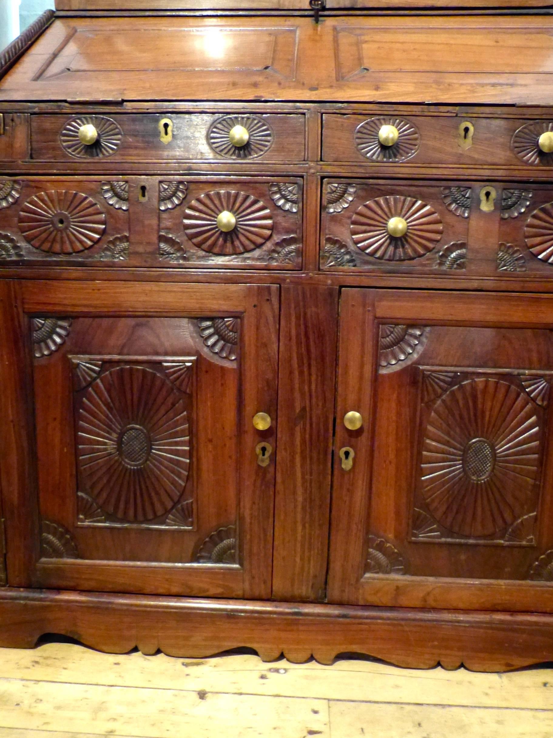 Anglo-Indian Anglo Indian Padouk Wood Bureau Cabinet For Sale