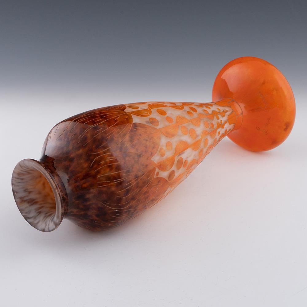 French Schneider Le Verre Francais Rubaniers Vase c1925 For Sale