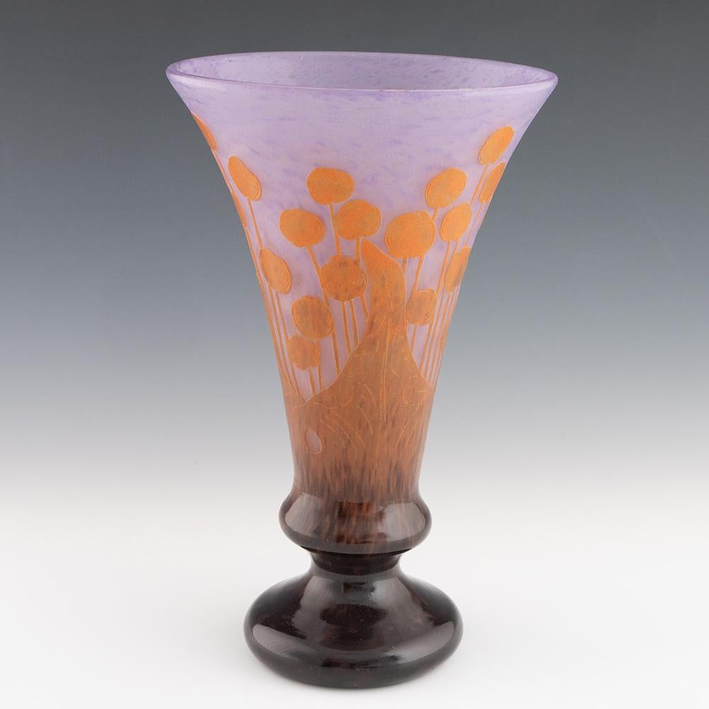 Art Déco Vaso di vetro Schneider Verre Francais Cameo dei primi tempi in vendita