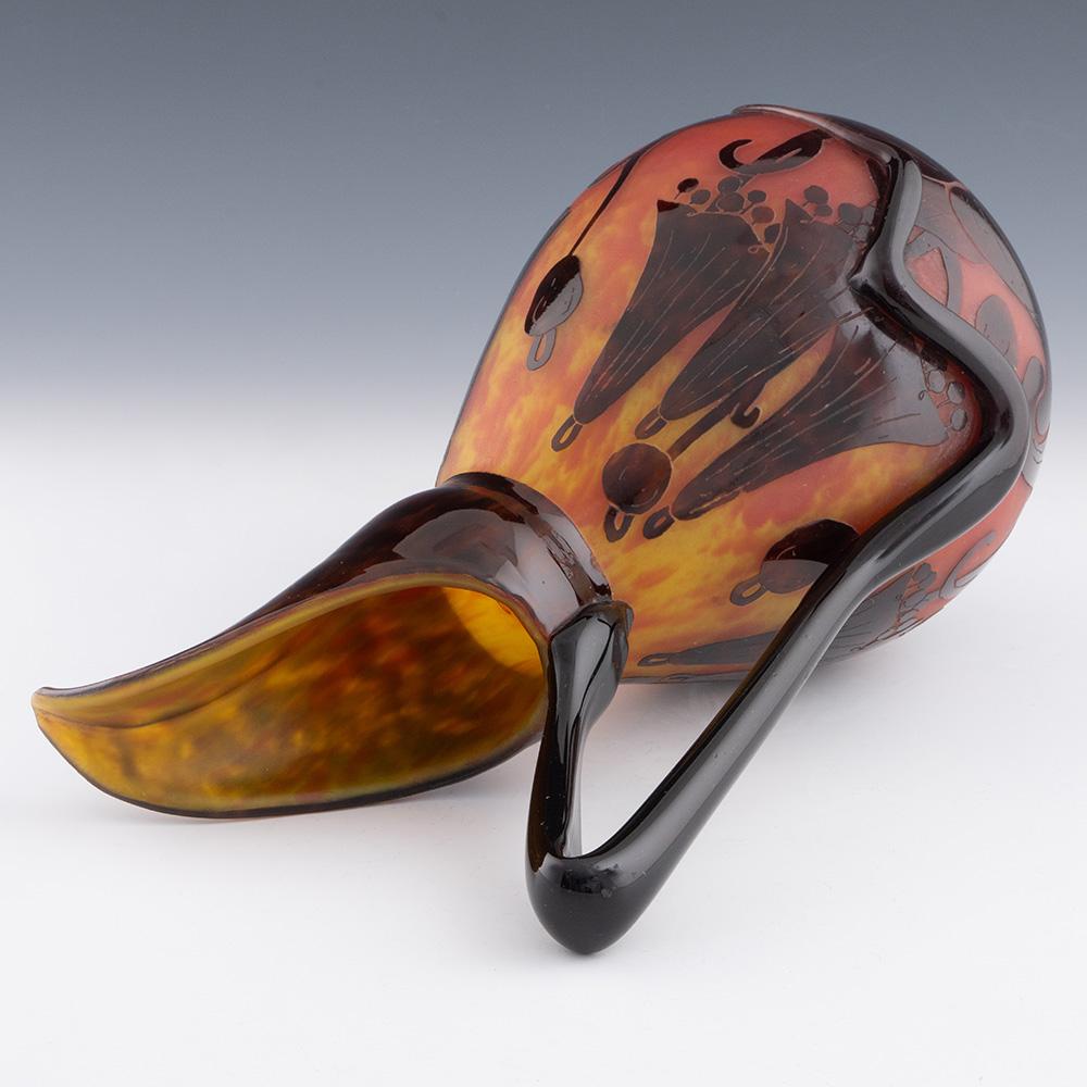 20th Century Schneider Verre Francais Pitcher Campanules Pattern c1924 For Sale
