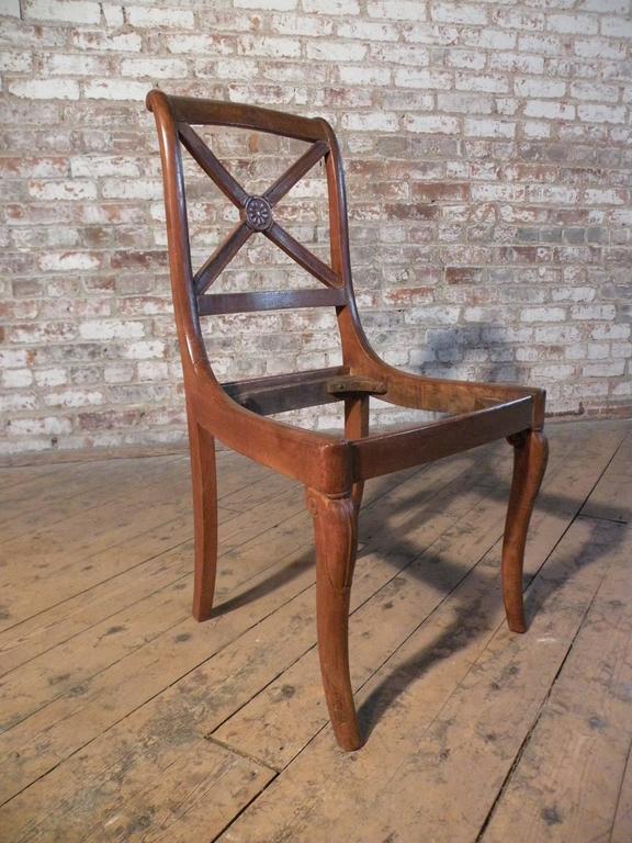 Walnut Set of Six Small 19th century Charles X Side Chairs For Sale