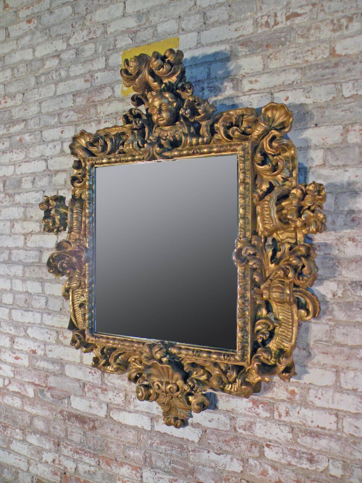 18th century Italian (Roman) Baroque Gilt Mirror In Good Condition In Troy, NY