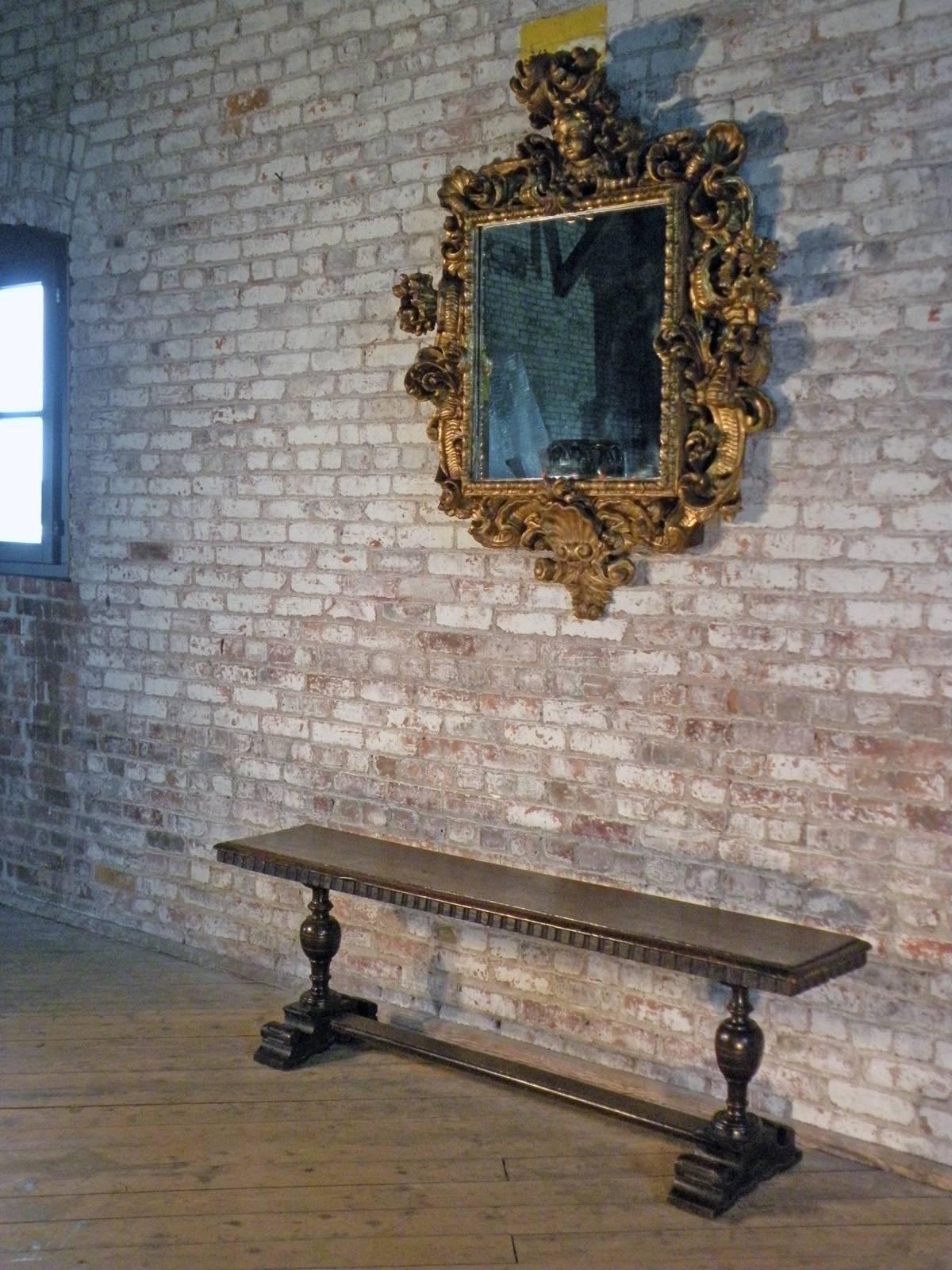Giltwood 18th century Italian (Roman) Baroque Gilt Mirror