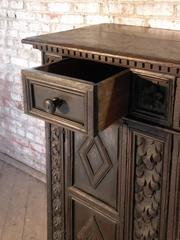 Italian 17th Century Baroque Walnut Credenza or Small Cabinet