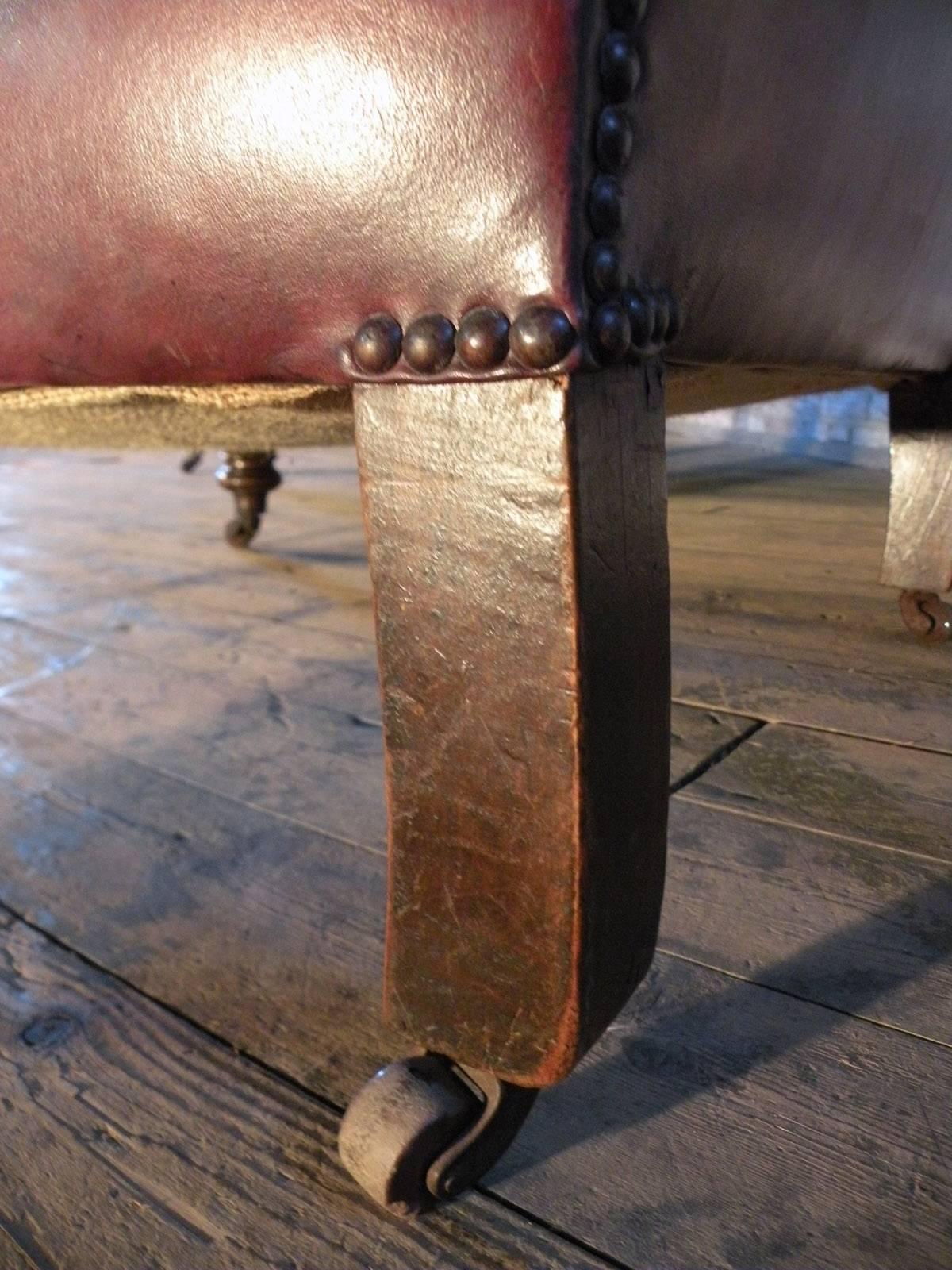 20th Century Pair of  Large early 20th century English Leather Club or library Chairs For Sale