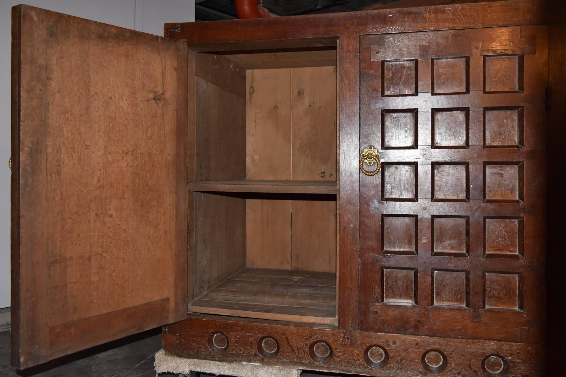 19th Century Arts & Crafts / Medieval Style Oak Cabinet In Good Condition For Sale In Troy, NY