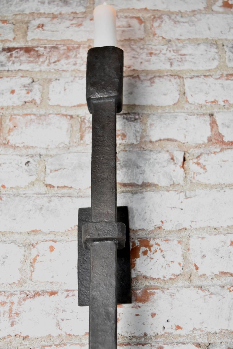 Pair of Large Hand-Forged Wrought Iron Wall Sconces For ... Pair of Large Hand-Forged Wrought Iron Wall Sconces For ... on Wrought Iron Wall Sconces id=61448