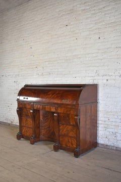Large French Neoclassical Roll-Top Desk