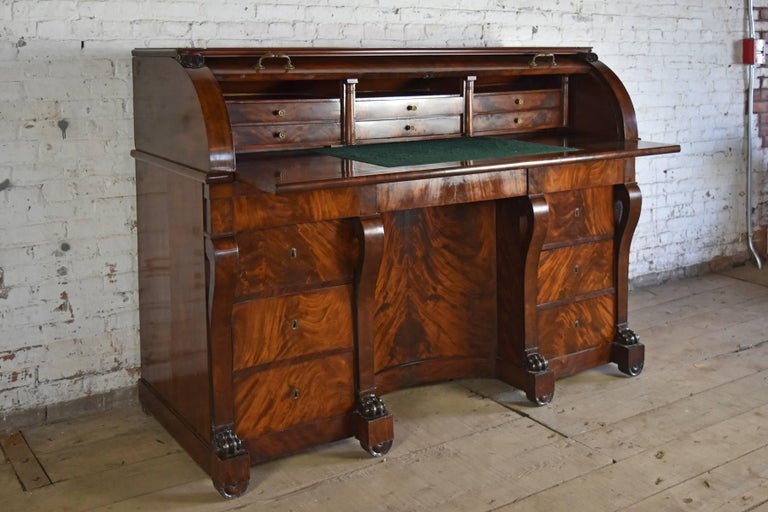 Large French Neoclassical Mahogany Roll Top Desk For Sale At 1stdibs