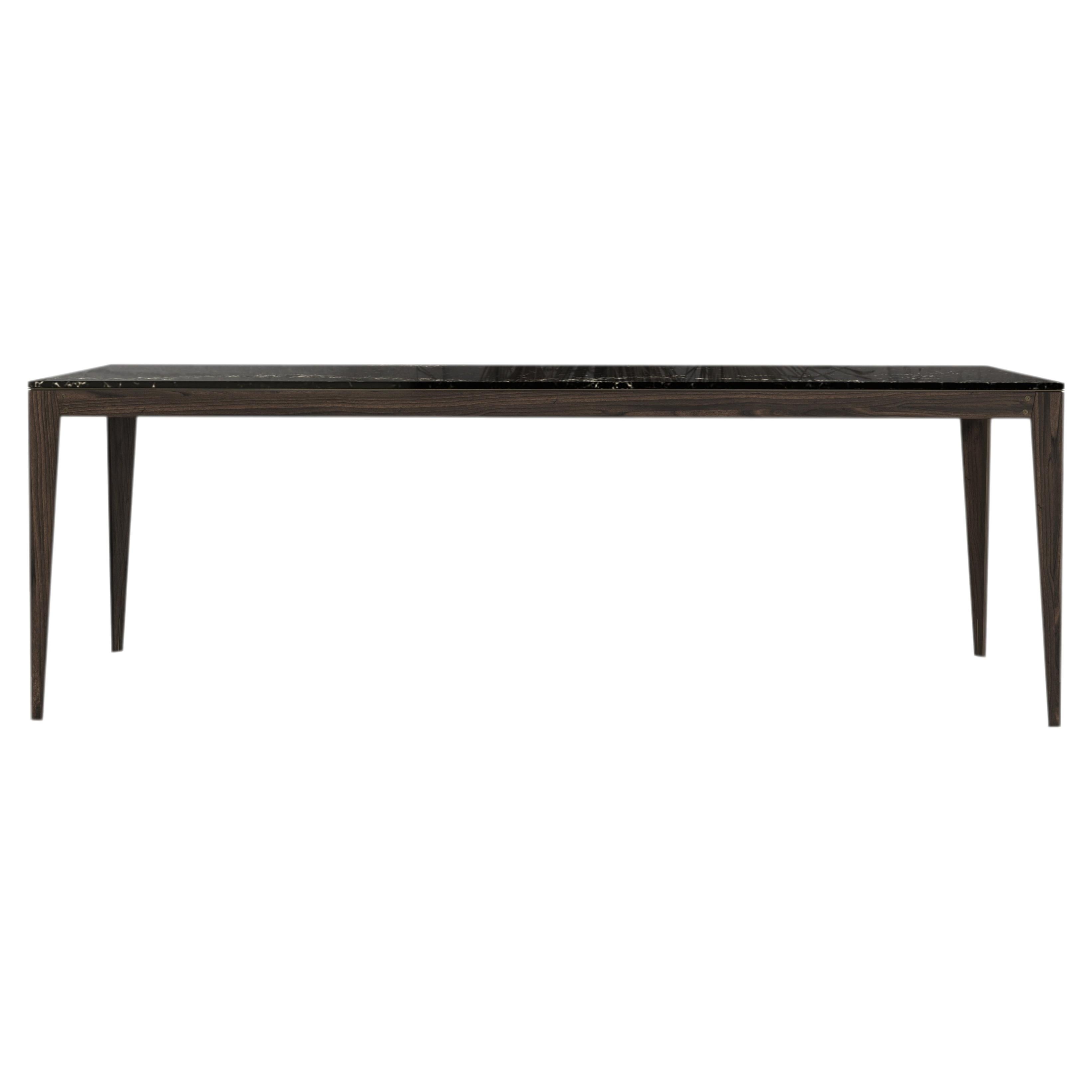 Dining Table, Modern Design Manufactured in Italy, Walnut & Marble