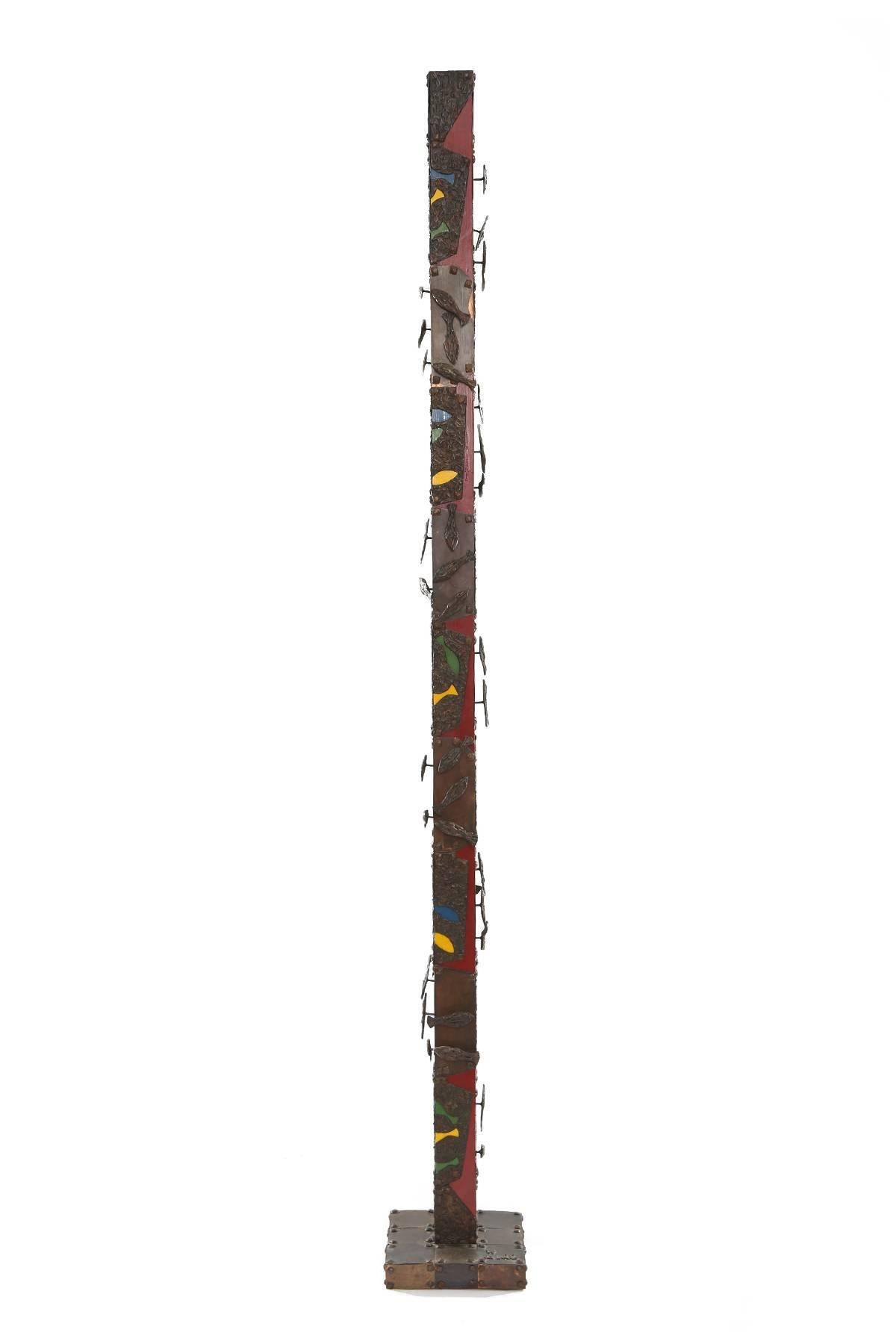 William de Lillo one off Brutalist metal TOTEM sculpture, circa early 1970s. The jeweler and artist, William De Lillo worked with Harry Winston, Cartier New York and most famously as Jean Schlumberger’s assistant at Tiffany & Co. Mr. de Lillo teamed