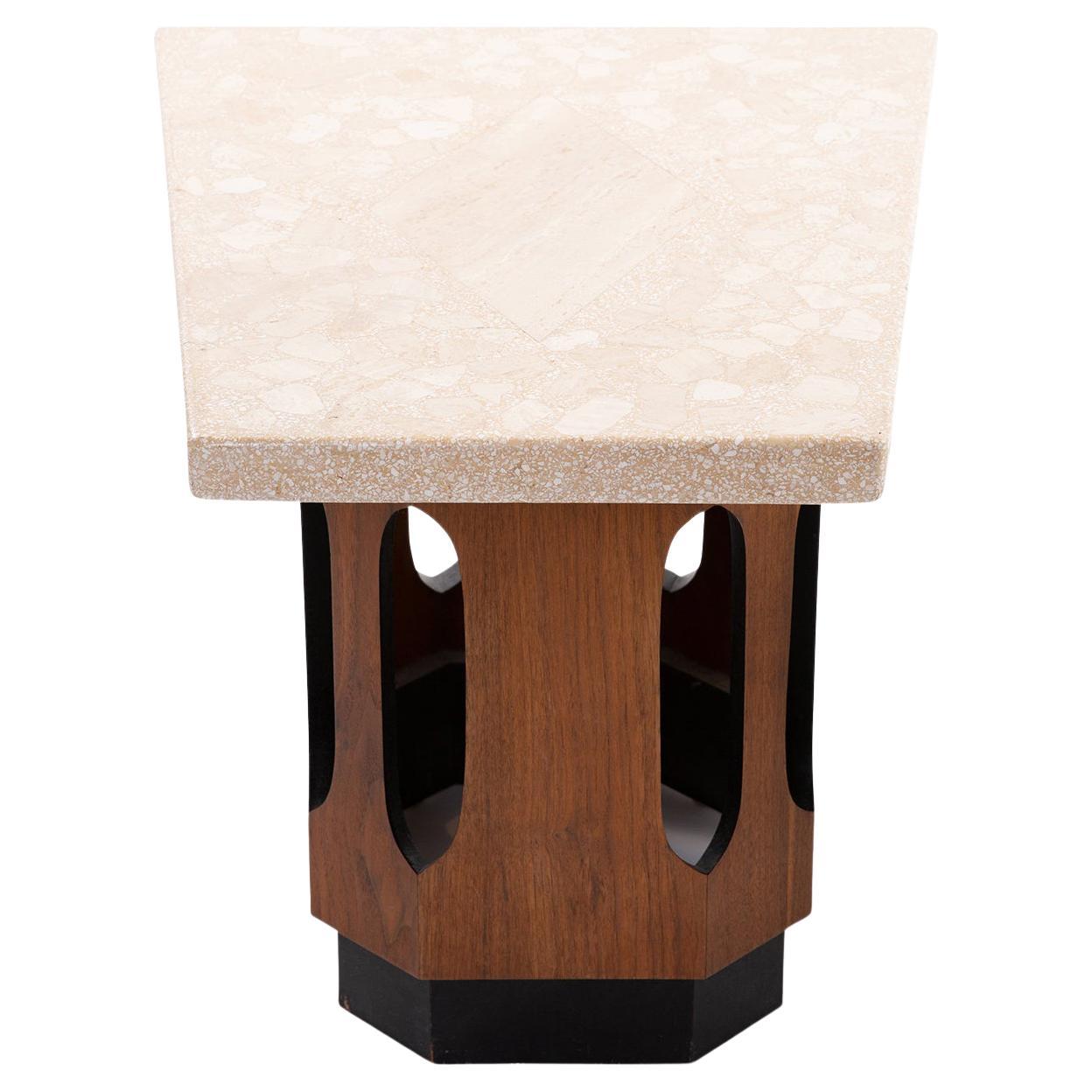 Harvey Probber Style Terrazzo and Walnut Side Table