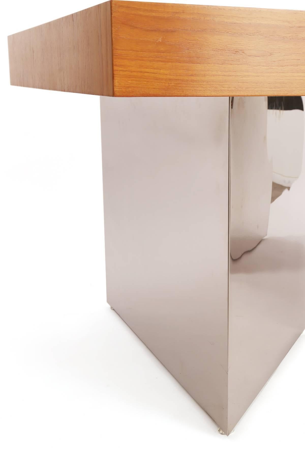 Late 20th Century Stunning Teak and Polished Steel Desk by Pace