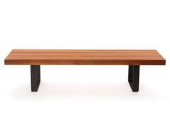 Custom 1950s Walnut Maple and Iron Table or Bench