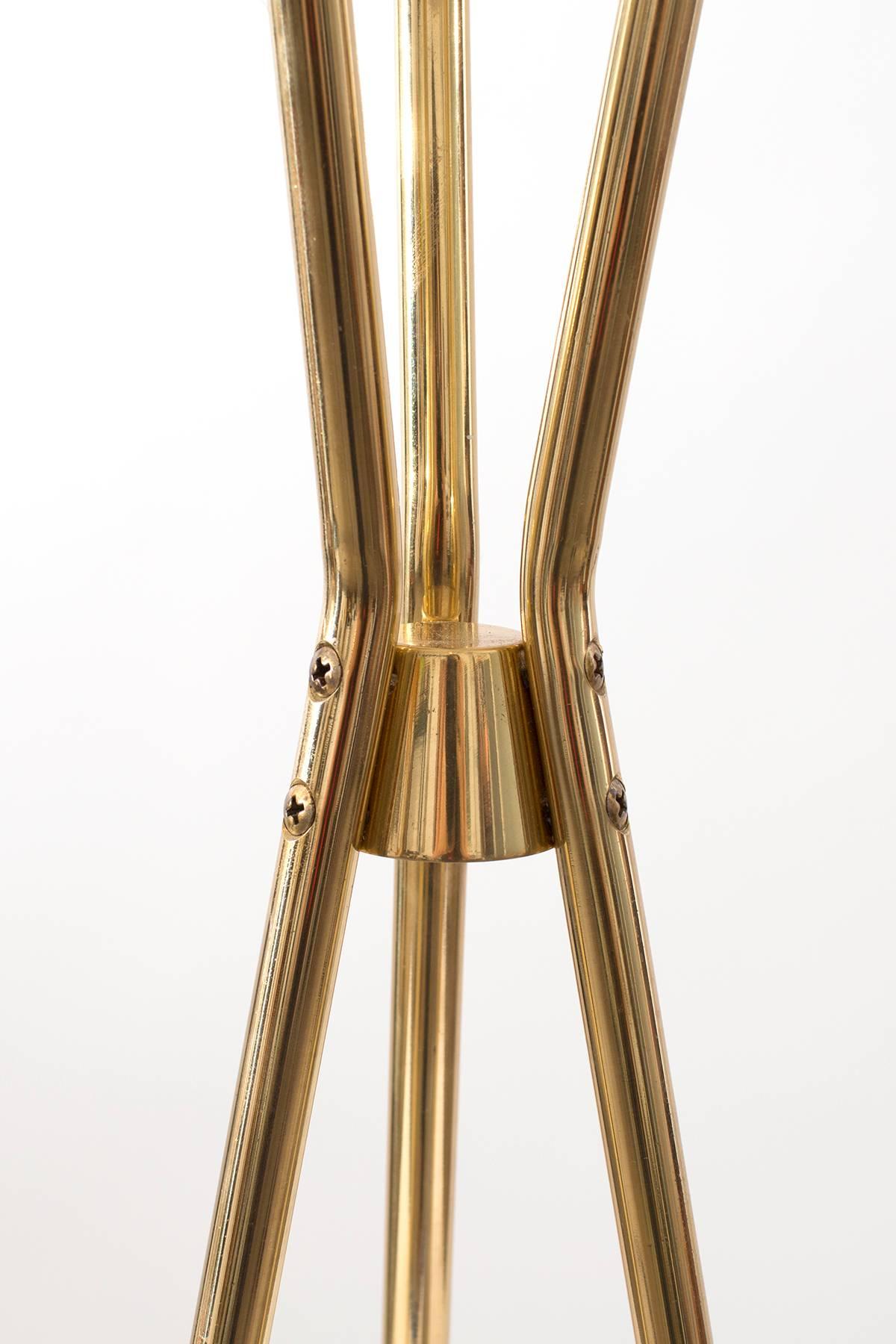 American Gerald Thurston Lightolier Brass and Walnut Floor Lamp