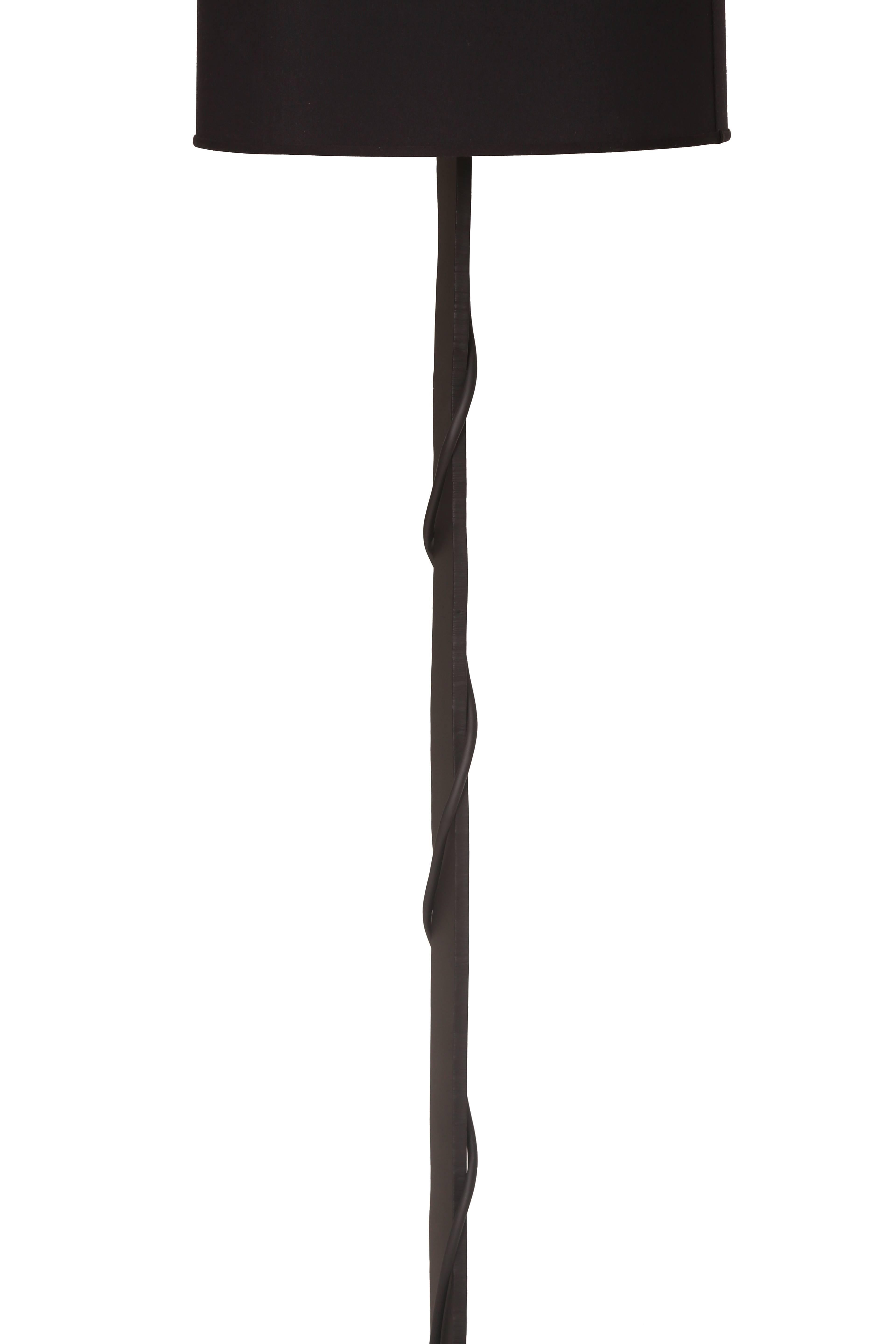 Mid-Century Modern Iron Brutalist Floor Lamps with Patinated Copper  For Sale