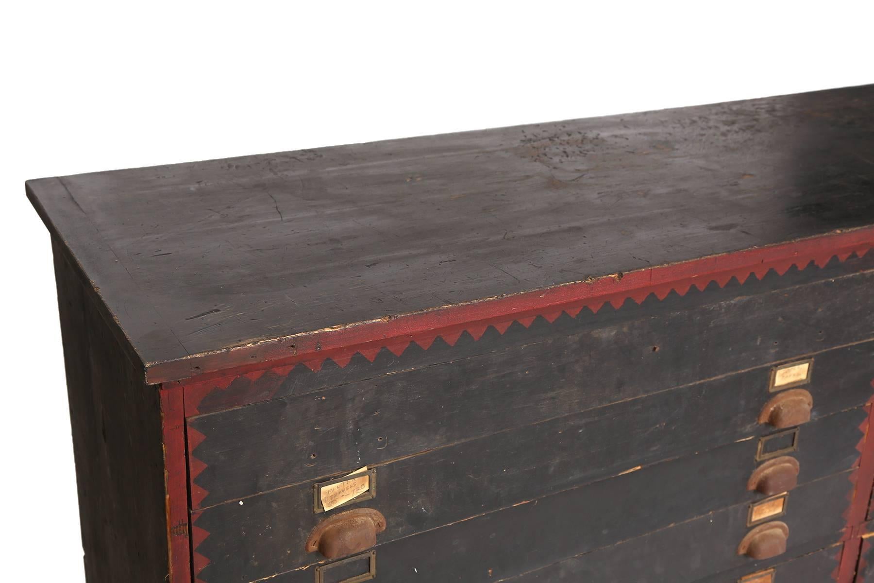 Hand-Painted Turn of the Century Chest In Distressed Condition In Phoenix, AZ