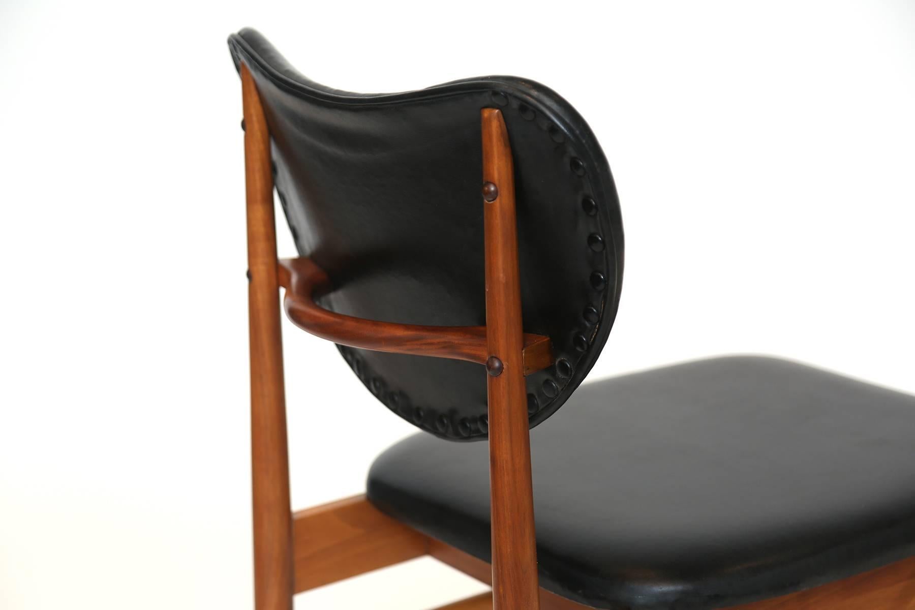 Mid-Century Modern Sculptural Walnut and Upholstered Chair after Finn Juhl