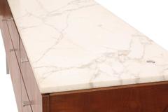 Custom Florence Knoll Calacatta Marble and Cherry Credenza