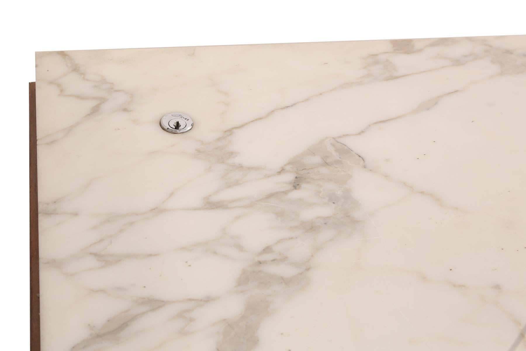 American Custom Florence Knoll Calacatta Marble and Cherry Credenza