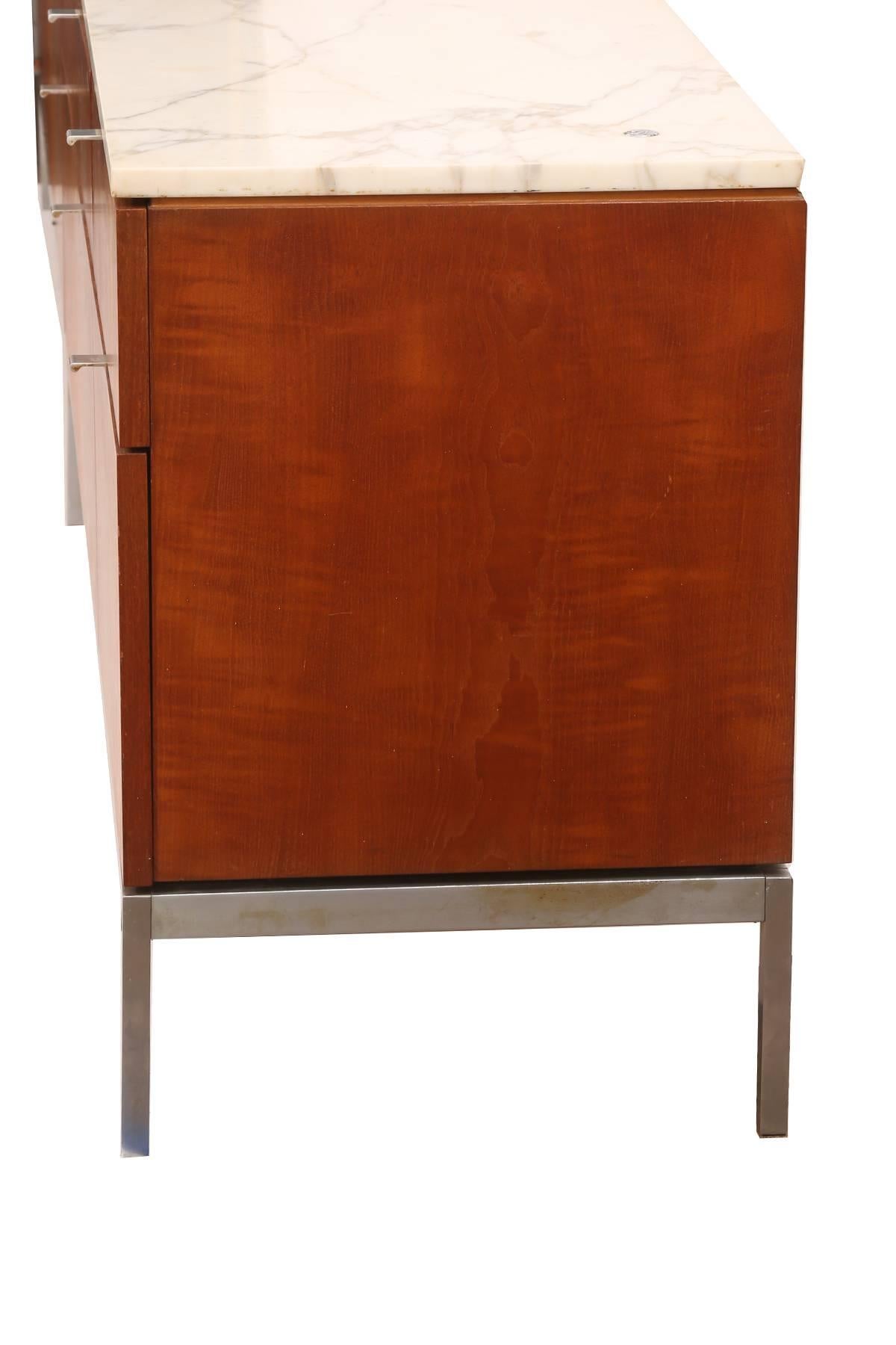 Late 20th Century Custom Florence Knoll Calacatta Marble and Cherry Credenza