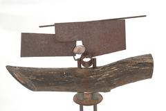 Brutalist Abstract Wood & Steel Sculpture by Rick Lussier