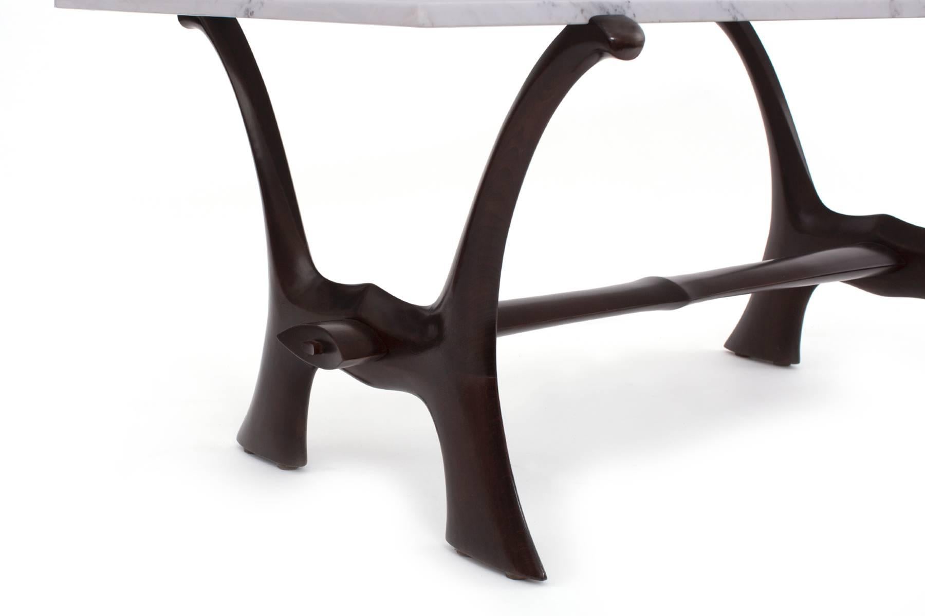 Marble Cocktail Table by Fredrik Schriever-Abeln in Teak & Calacatta In Good Condition In Phoenix, AZ