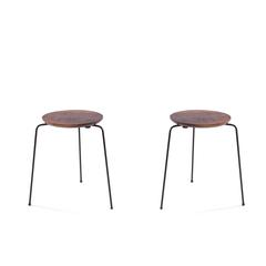 Solid Walnut and Iron Stackable Stools or End Tables