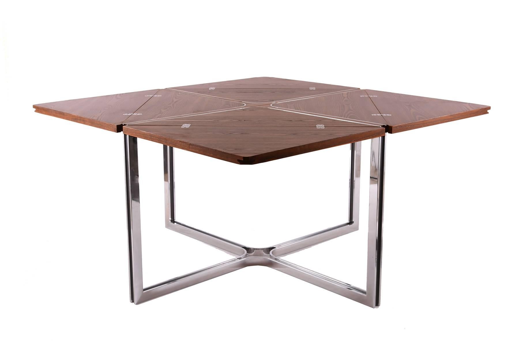 Late 20th Century Dyrlund Rare Expandable Wenge and Steel Dining Table