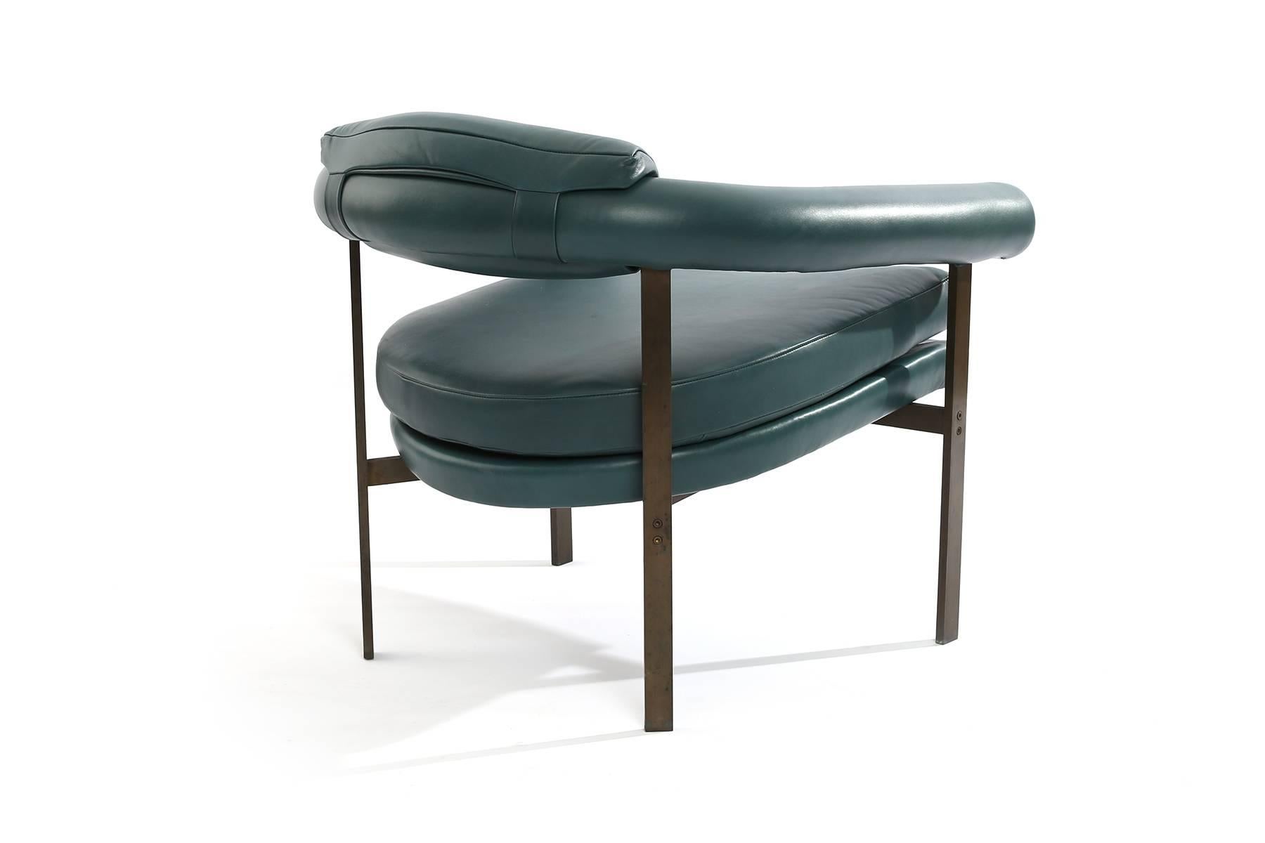 Late 20th Century Bronze and Leather Lounge Chairs by Metropolitan