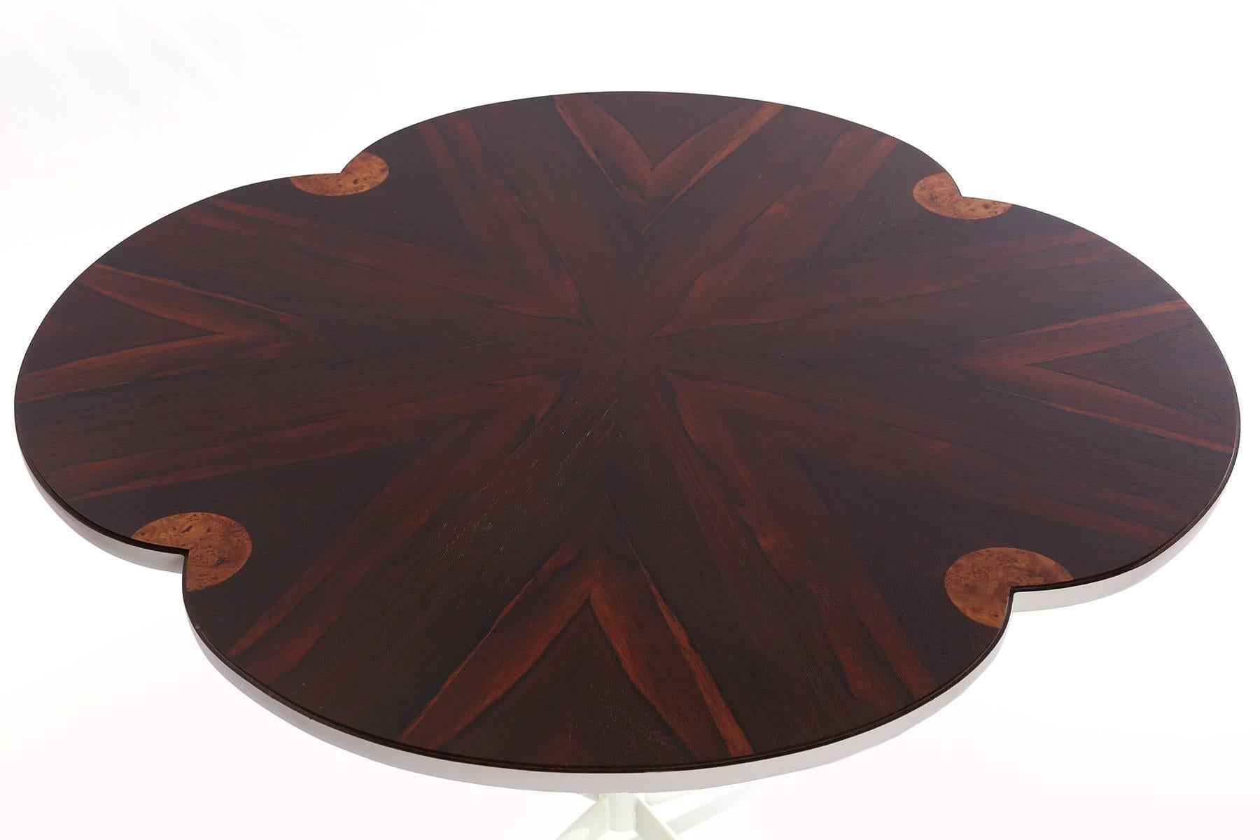 American Rosewood and Burl Shamrock Table by Berkey Gay