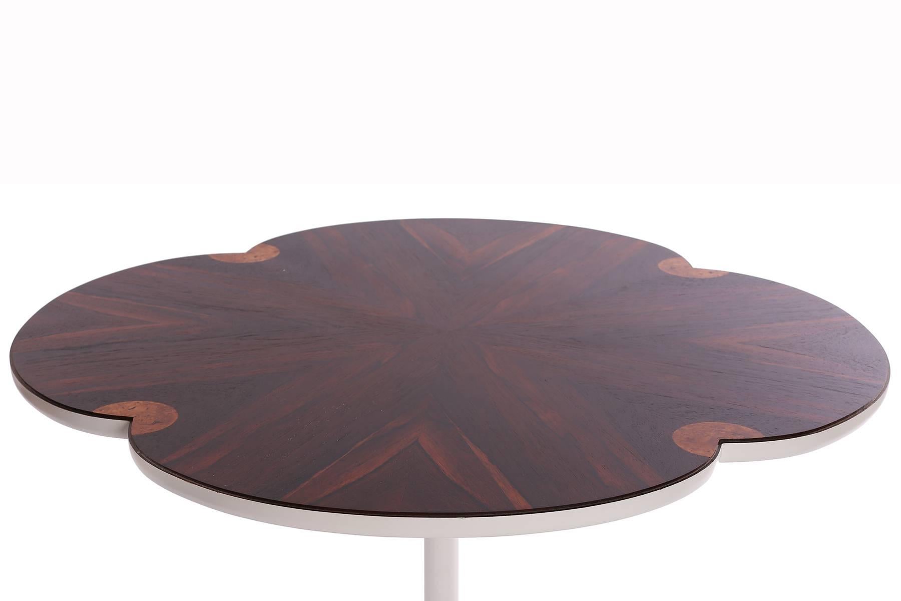 Rosewood and Burl Shamrock Table by Berkey Gay In Excellent Condition In Phoenix, AZ