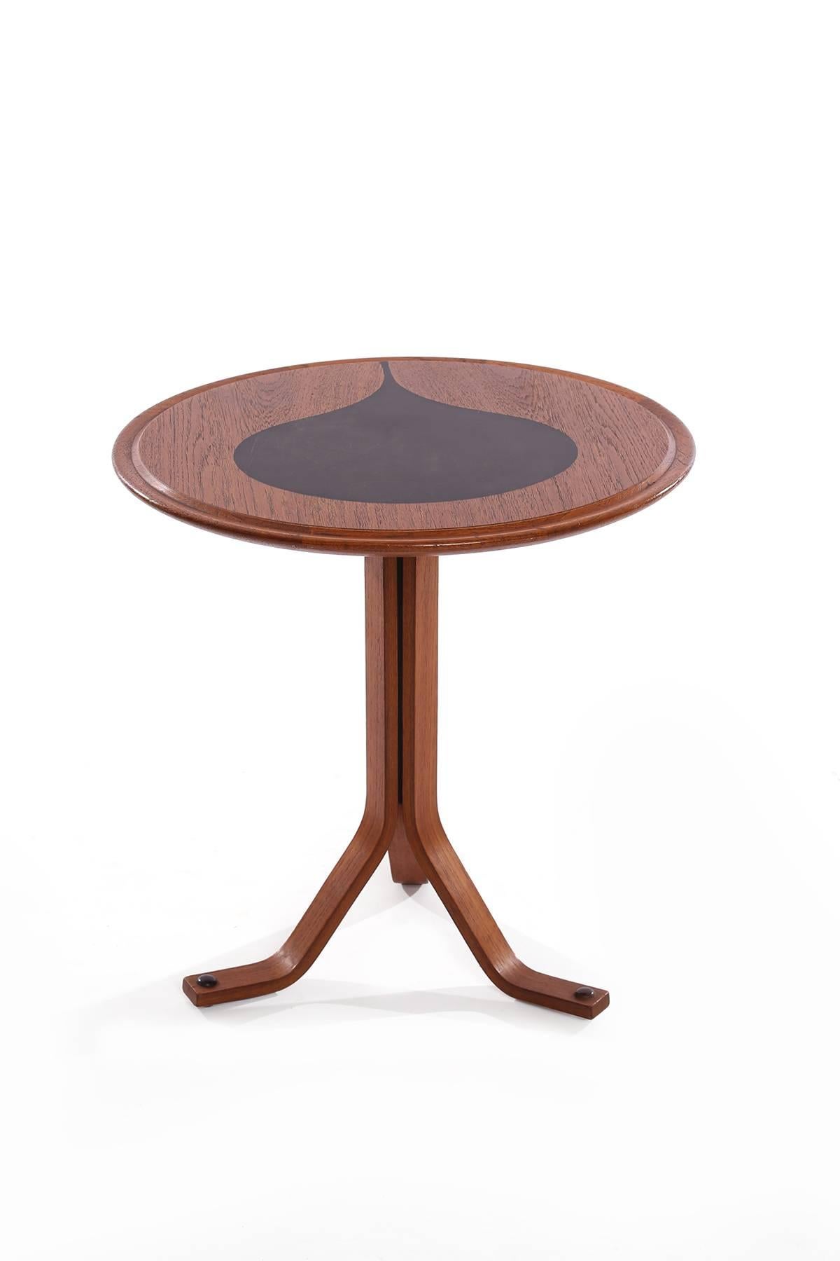 Danish Sculptural Teak and Laminate Side Table by Selig