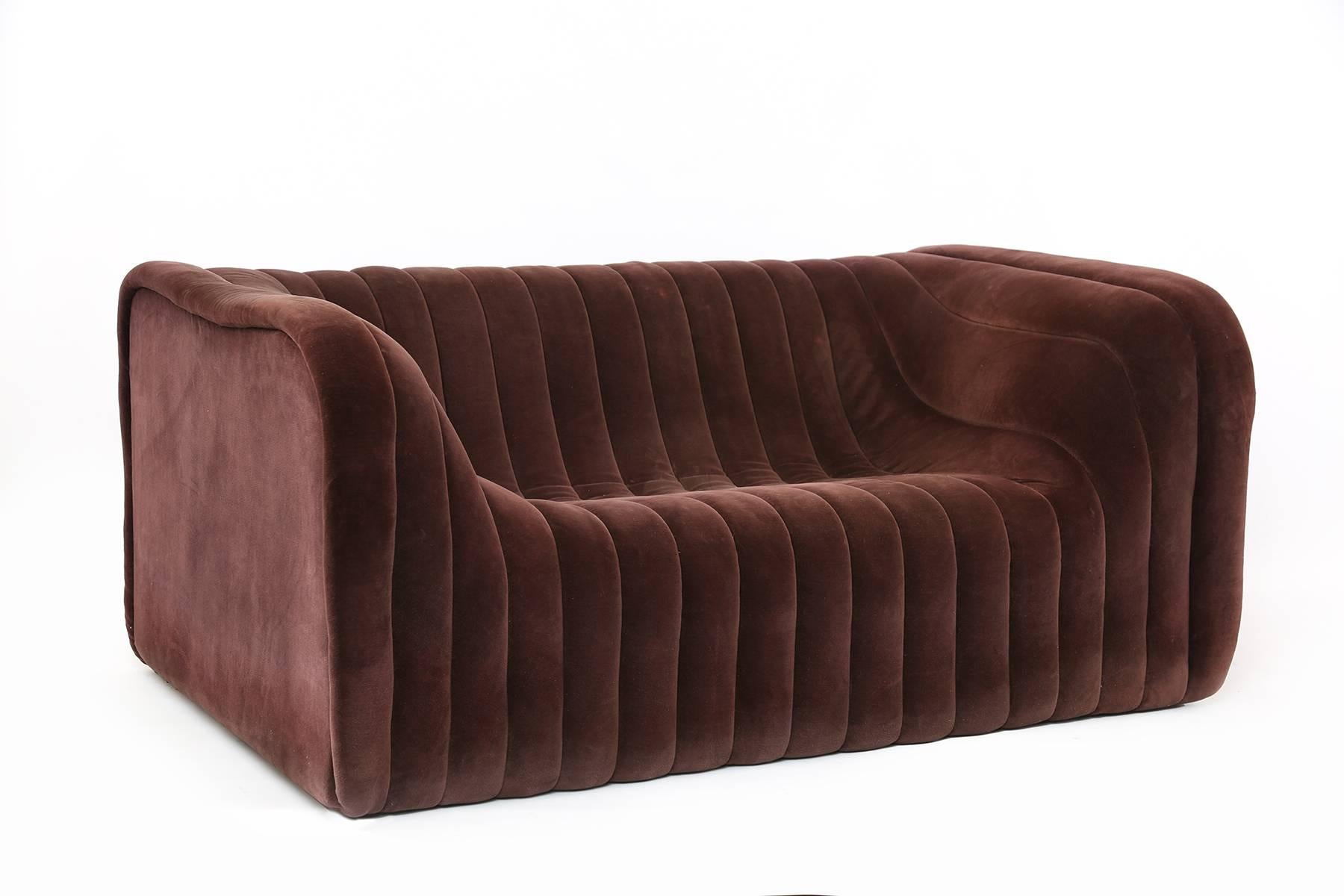 Mid-Century Modern Wonderful Pair of Artima for Turner Velvet Loveseats