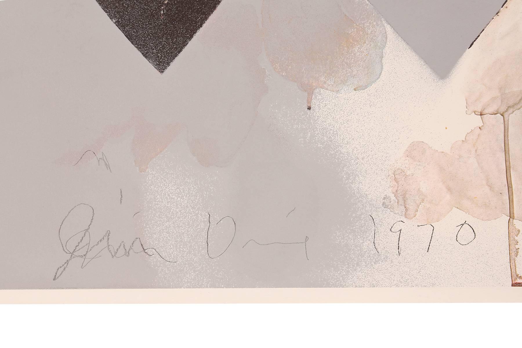 Jim Dine 8 hearts color lithograph, circa 1970. Pencil signed.
