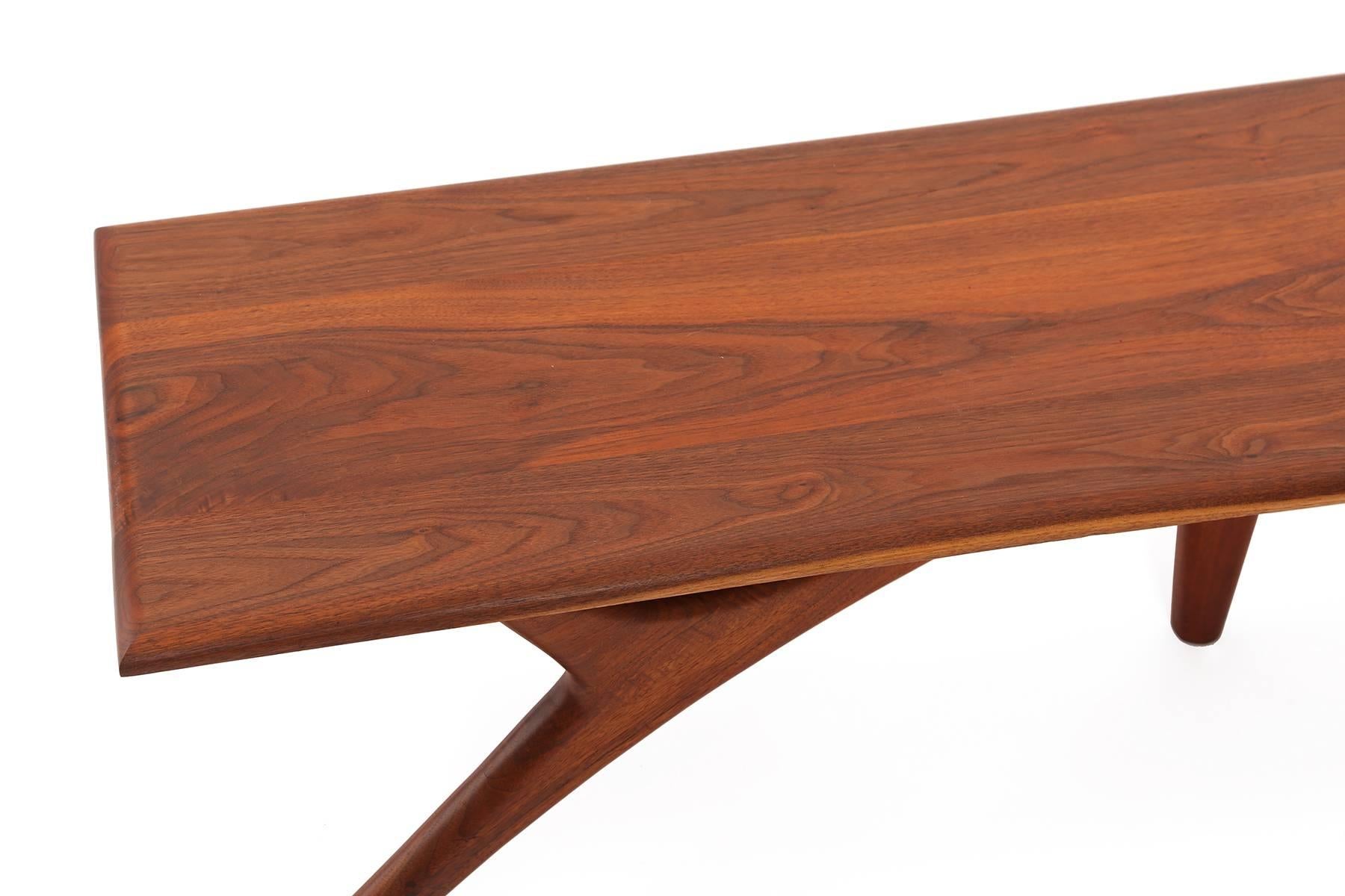 Mid-Century Modern Sculptural Solid Walnut Cocktail Table 