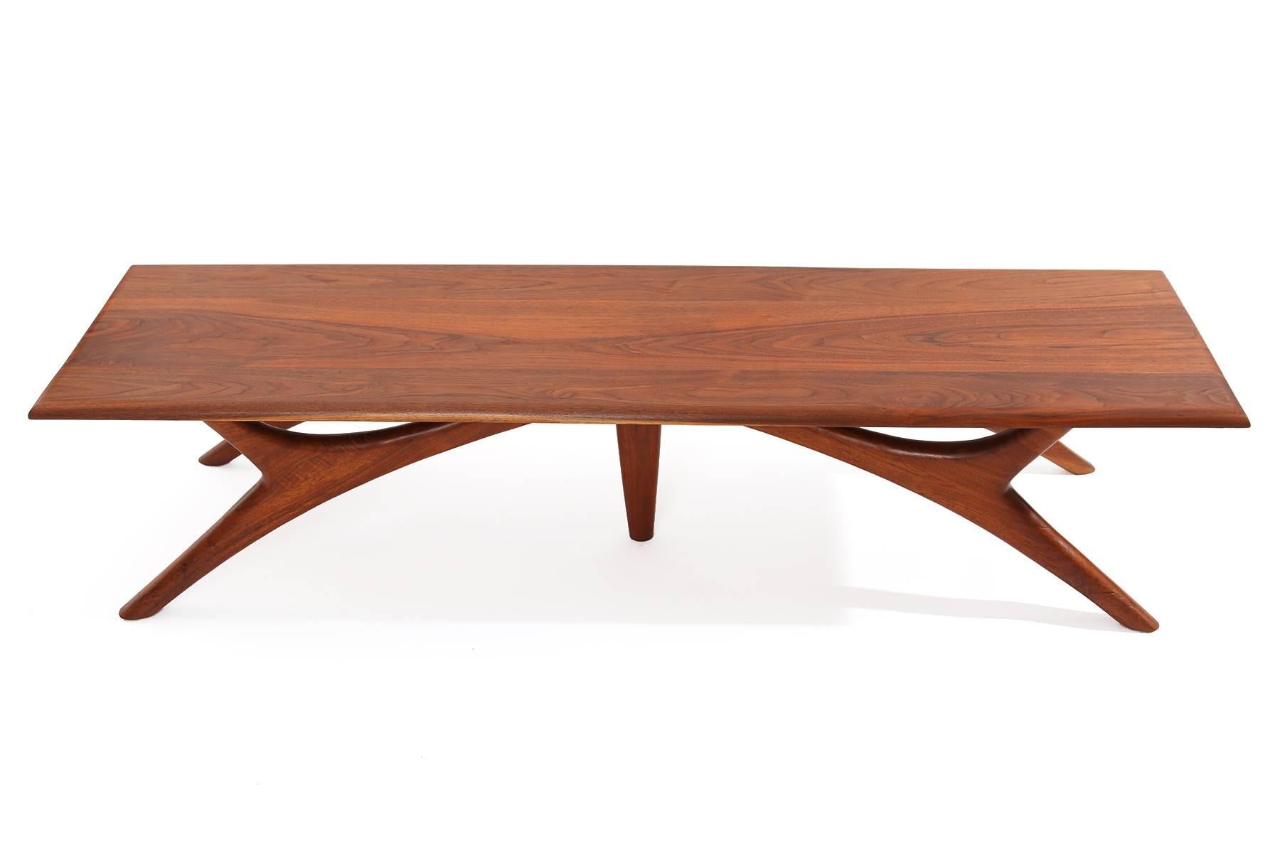 American Sculptural Solid Walnut Cocktail Table 