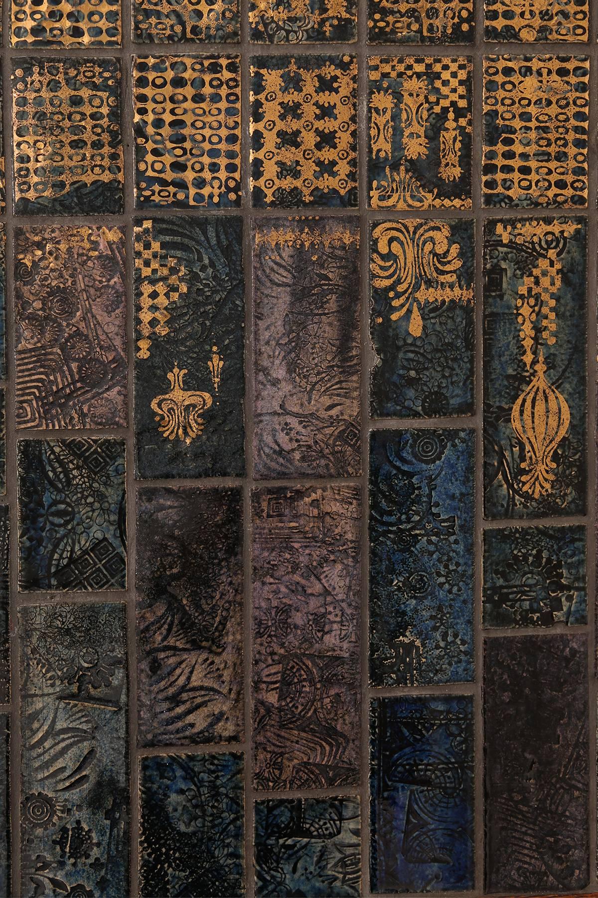 Mid-Century Modern Bjorn Wiinblad Tile Mahogany and Iron Cocktail Table