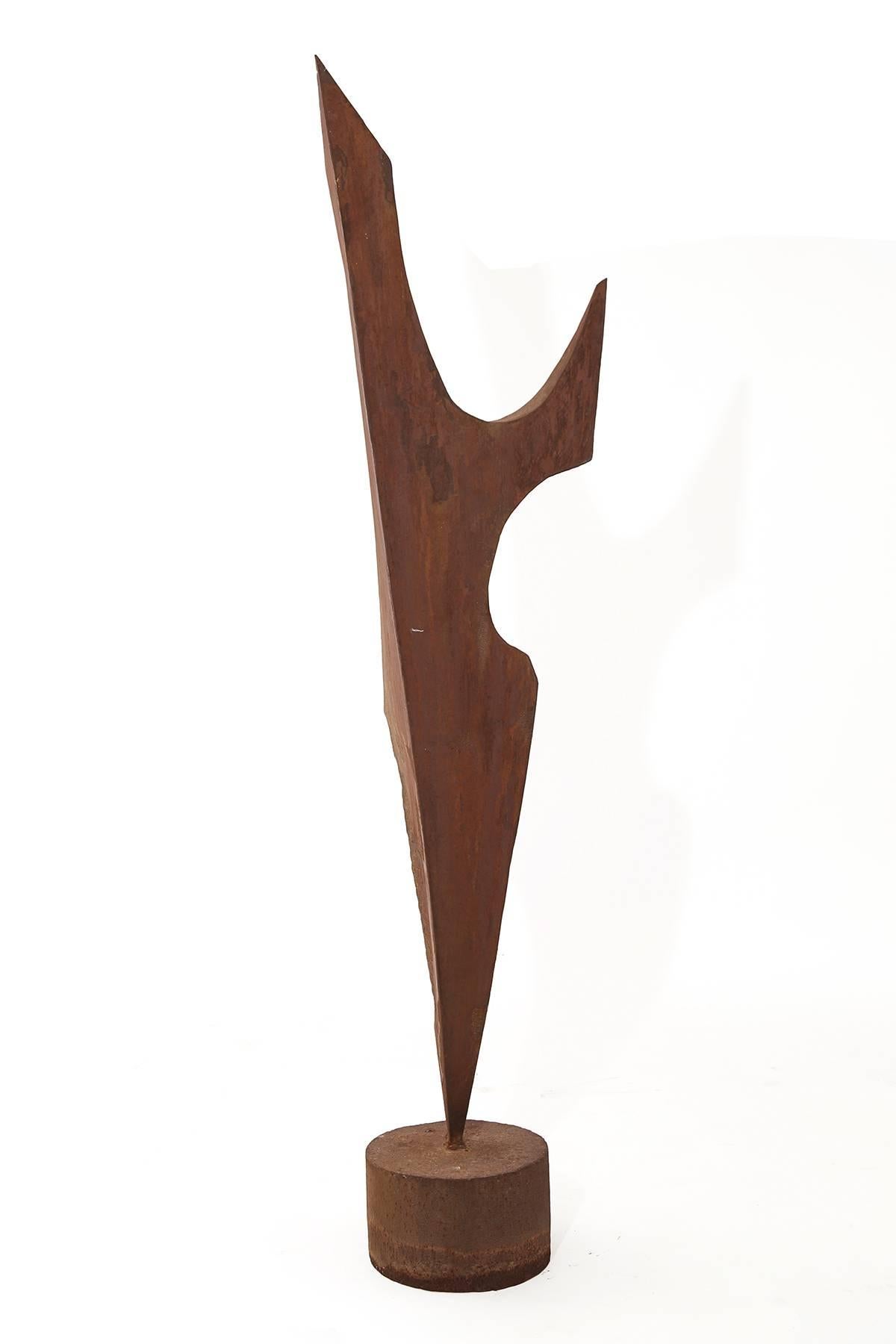 Monumental patinated steel sculpture by Schmidt, circa 1974. This signed fabulous example looks fantastic from all sides and can be used indoors or out.
