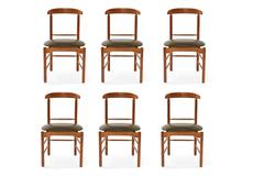 Stunning Greta Grossman Walnut and Leather Dining Chairs and Table