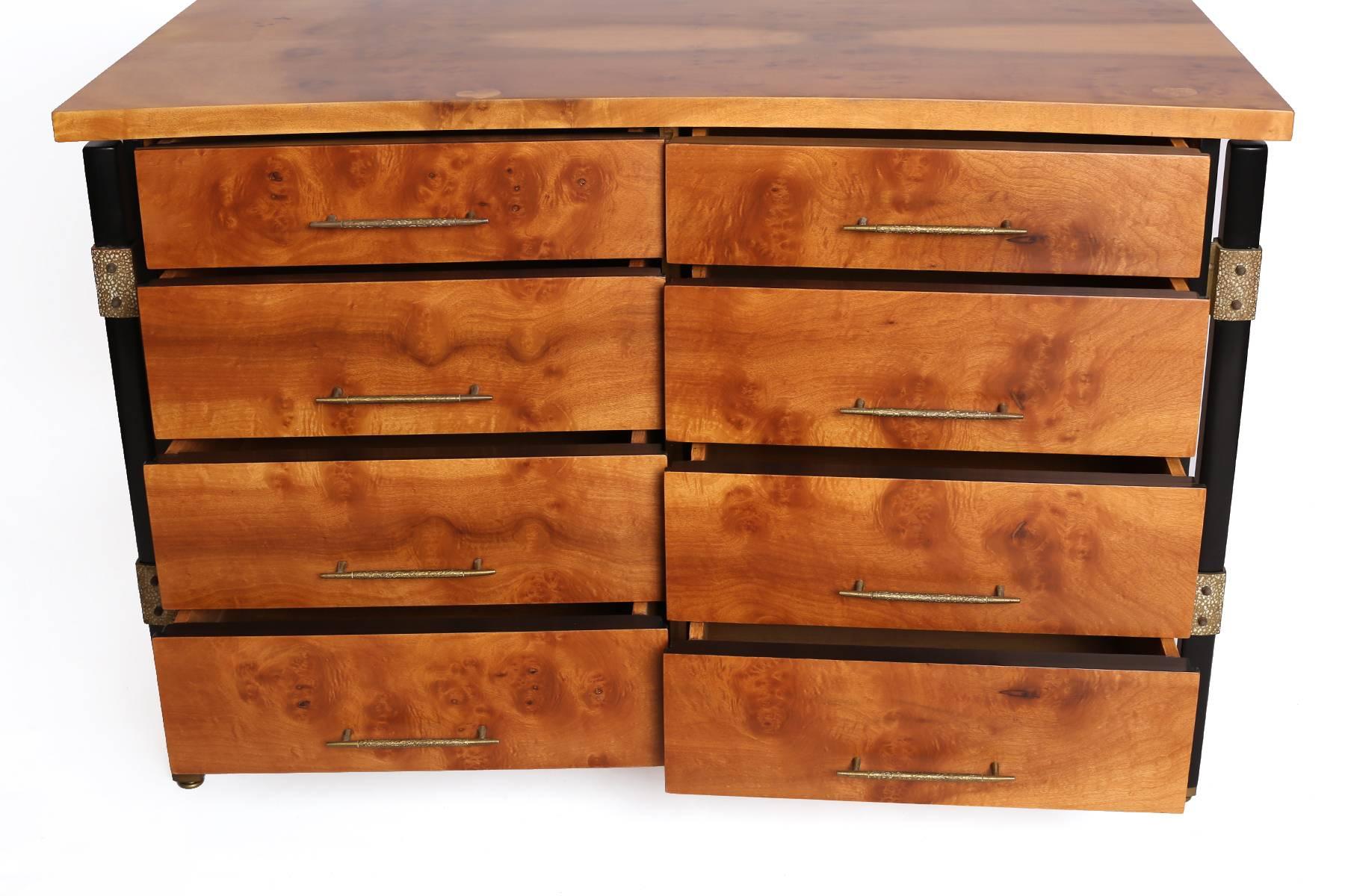 American Figural Burl Wood and Bronze Chest by Romweber