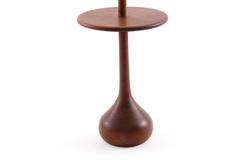 Fluted Solid Teak Floor Lamp with Table