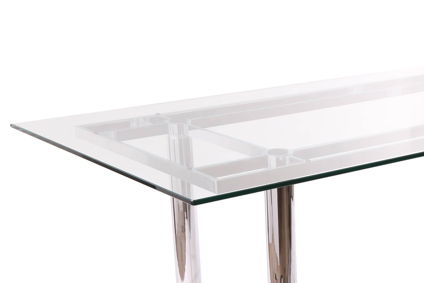 Mid-Century Modern Scarpa for Knoll Chrome and Leather Dining Table
