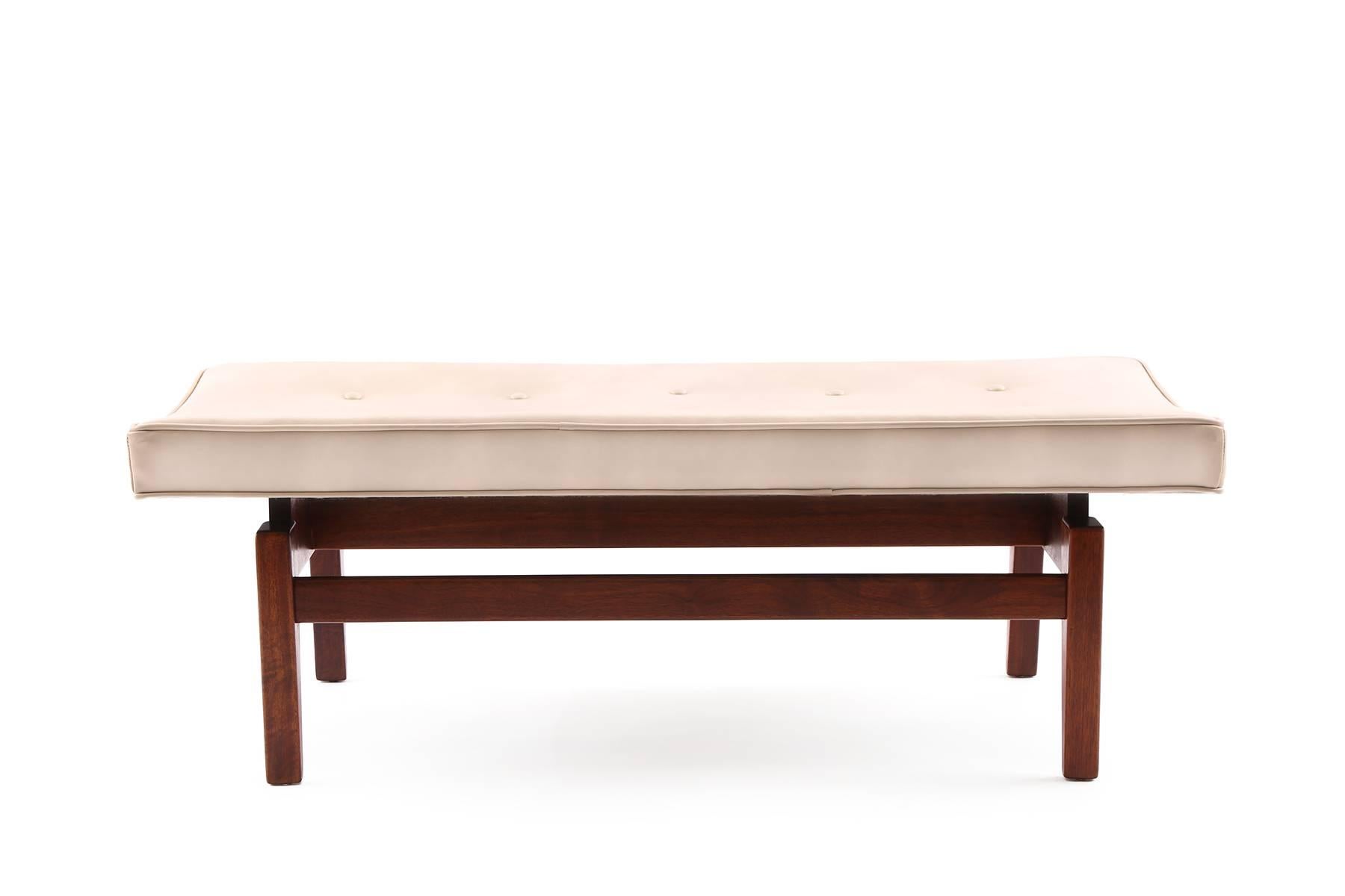 Mid-Century Modern Jens Risom Walnut and Upholstered Bench